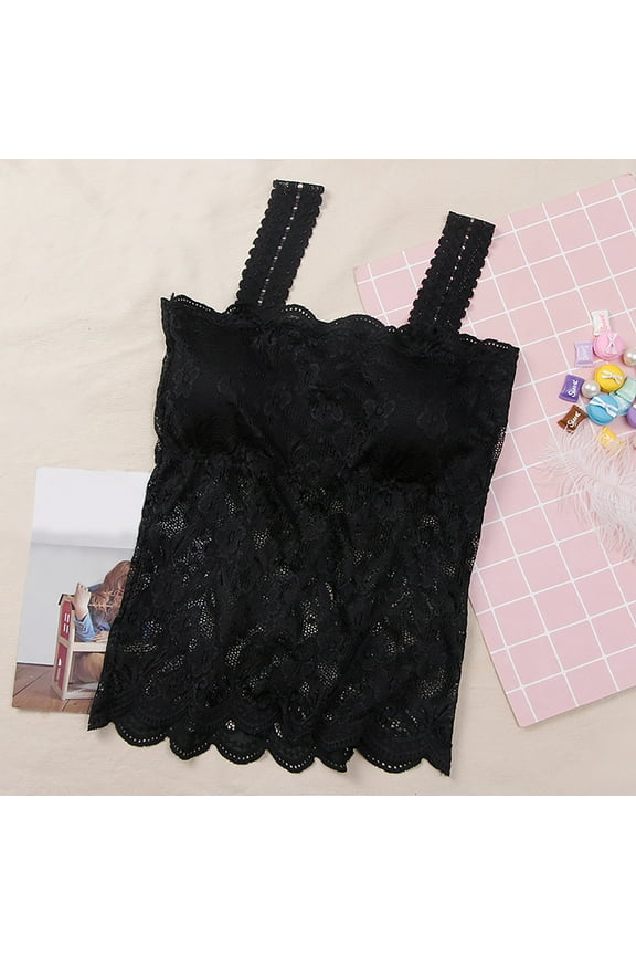 Bra for Women Longline Built-In Bra Tank Style Black Lace Tank Tops with Built In Bras Lightly Lined Beautifully Bra