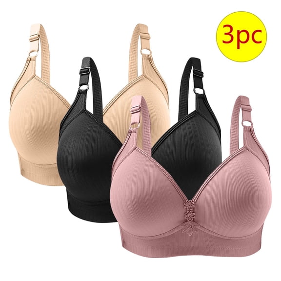 Sakmal Bralettes for Women Pink Balconette Side Smoothing Molded Cup Bras for Women 44/100,3-Pack