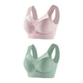 thumbnail image 1 of Sakmal Bralettes for Women with Support Lace No Underwire Lift 2-Pack Green Lightly Lined Ladies Bras 5X, 1 of 4