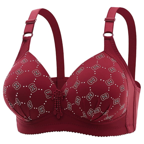 Sakmal Bras for Older Women Bralette Push Up Seamless Comfortable Red T-Shirt Bra for Ladies S