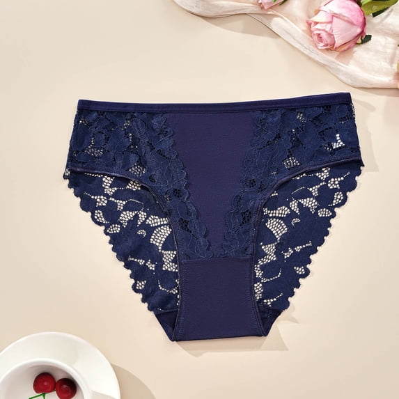 Sakmal Briefs Panties Lace Plus Size Butt Lifting Panties Blue No Show Ladies Underwear XL