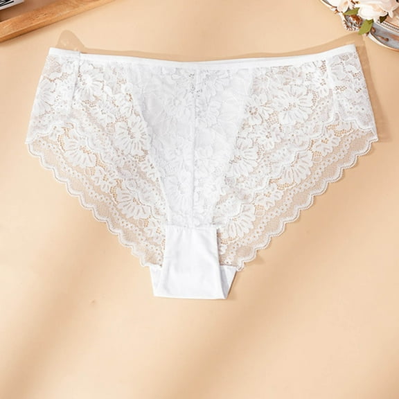 Sakmal Briefs Women's Panties Butt Lifting Plus Size Lace Panties No Show White Underwear for Ladies 3XL