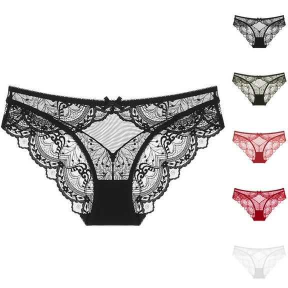 Sakmal Briefs Women's Underwear Full Coverage Lace Panties No Show Black Womens Panties L