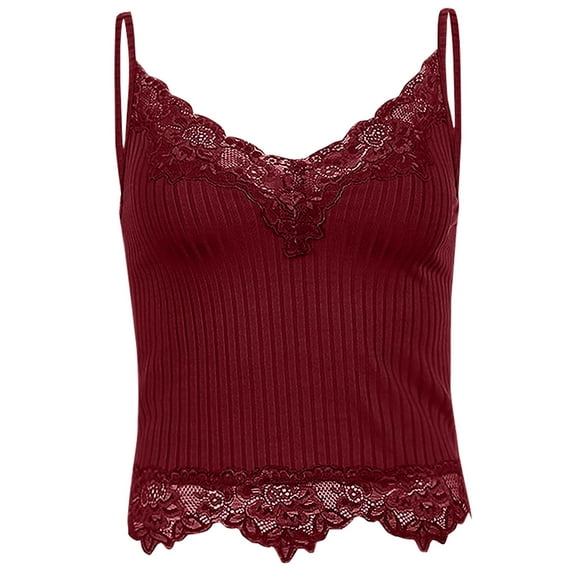 Sakmal Built in Bra Tank Tops for Women Side Smoothing Lace Jelly Red Double Support Womens T-Shirt Bras 2X