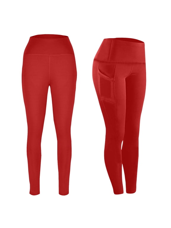 Butt Lifting Leggings Women Buttery Soft Tummy Control Red High Waisted Yoga Pants Long Running Solid Leggings with Wrap