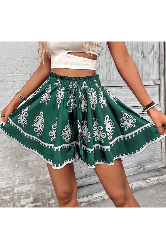 Butterfly Skorts for Woman A line Green Flowy Mini Boho 7 Inch Inseam Summer Skorts