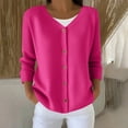 thumbnail image 1 of Sakmal Button Down Blouse Tops for Women Pink Cute Knit Sweaters Solid Long Sleeve V Neck Tops for Women, 1 of 5