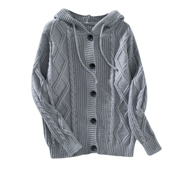 Sakmal Button Down Cardigan Sweaters Womens Loose Comfy Hoodie Graphic Gray Long Sleeve Sweater Top