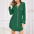 thumbnail image 1 of Sakmal Button Down Moomoo Nightgowns Women Comfy Short Green Cotton Mumu Dress Solid Long Sleeve Nightshirts for Women, 1 of 5