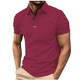 thumbnail image 1 of Sakmal Button Down Polo Shirts for Men Beach Vacation Short Sleeve Tshirts Business Casual Red Solid Shirts for Men M, 1 of 5