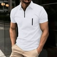 thumbnail image 1 of Sakmal Button Down Polo Shirts for Men Short Sleeve Beach Vacation Tshirts White Business Casual Solid Shirts for Men 2XL, 1 of 7