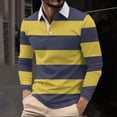 thumbnail image 1 of Sakmal Button Down Polo Shirts for Men Summer Long Sleeve Tshirts Dressy Casual Striped Yellow Shirts for Men S, 1 of 5