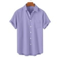 thumbnail image 1 of Sakmal Button Down Shirts Men Beach Vacation Short Sleeve Tshirts Solid Purple Shirts for Men XL, 1 of 7