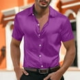 thumbnail image 1 of Sakmal Button Down Shirts for Men Summer Short Sleeve Tshirts Purple Solid Shirts for Men 2XL, 1 of 8