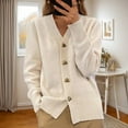thumbnail image 1 of Sakmal Button Down Women Cardigan Sweater Trendy Knit Cardigan Heart Print Beige Long Sleeve Sweater Coat, 1 of 6