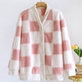 thumbnail image 1 of Sakmal Button Up Womens Pajama Tops Long Sleeve Fleece Flannel Fuzzy Loungewear Pink V-Neck Loungewear for Women M, 1 of 5