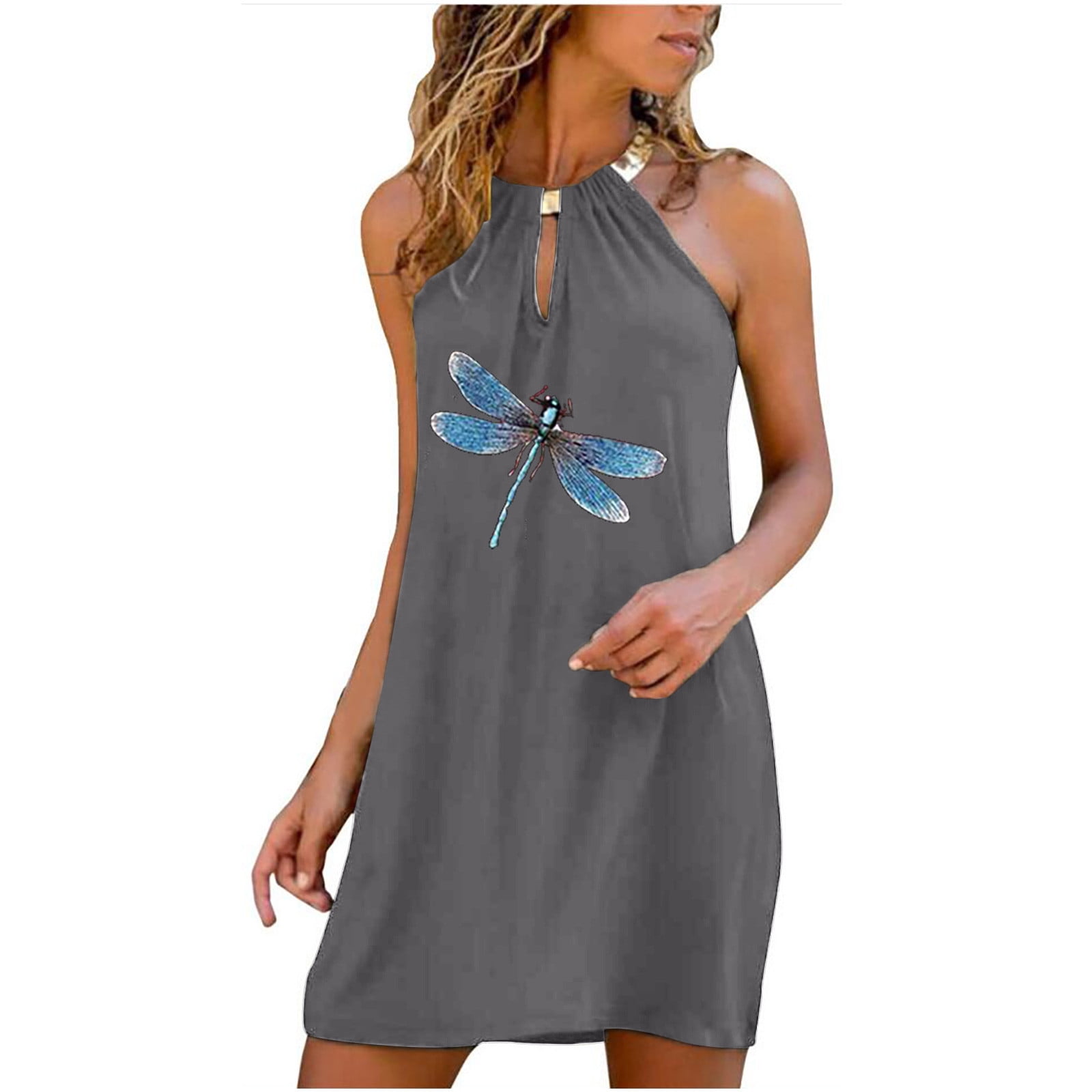 Sakmal Knee Length Spring Dresses for Women 2024 Shift Dress Sexy Gray