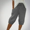 thumbnail image 1 of Sakmal Capris Shorts Womens Casual Bermuda Elastic Waist Shorts with Pockets, 1 of 6
