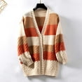 thumbnail image 1 of Sakmal Cardigan Sweaters Women Soft Knitted Open Front Tunic Cardigan Color Block Long Orange Outwear Coat, 1 of 6