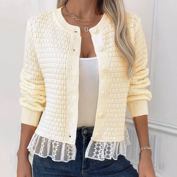 Sakmal Cardigan Sweaters for Women Winter White Cardigan Streetwear Womens Sweater Tops L