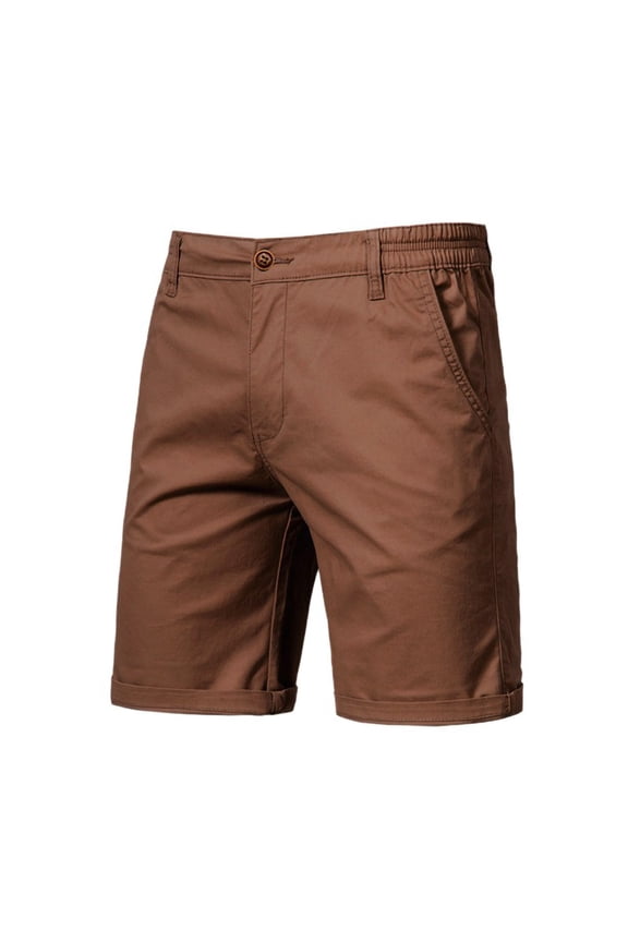 Cargo Mens Shorts Khaki Stretch Solid Vacation Brown 7 Inch Mens Shorts 30