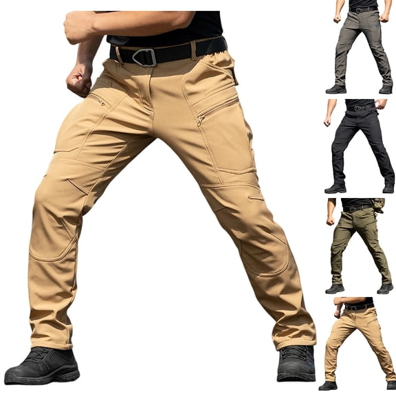 Sakmal Cargo Pants Men Outdoor Straight Leg Fleece Lined Relaxed Fit Green Lightweight Mens Pants L