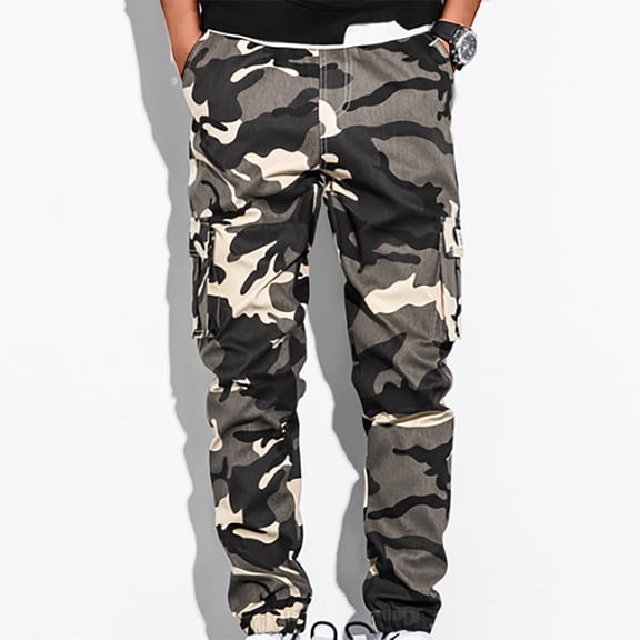 Sakmal Cargo Pants Men Straight Leg Khaki Outdoor Stretch Camo Mens Pants L