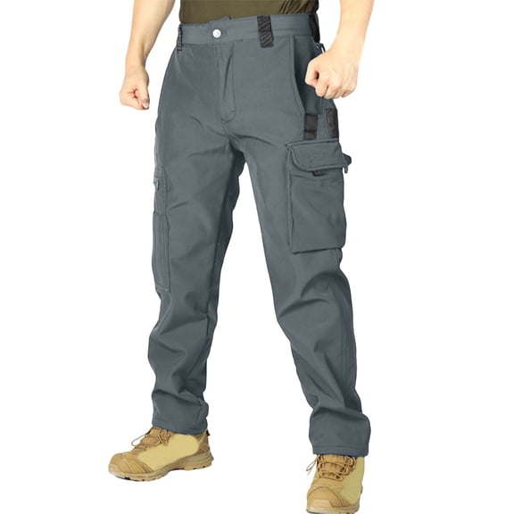 Sakmal Cargo Pants Men Straight Leg Work Fleece Lined Gray Regular Stretch Mens Pants S