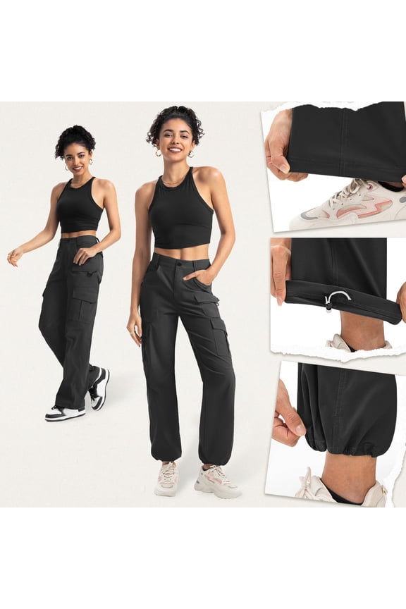 Cargo Pants for Women with Pockets Black Khaki Full Length Loose Pants for Women S-XXL