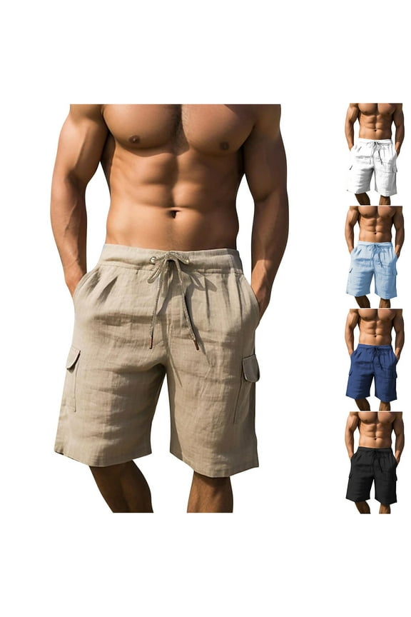 Cargo Shorts Men Khaki Board Stretch Black 7 Inch Solid Lightweight Mens Shorts L