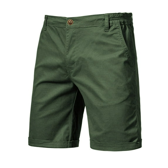 Sakmal Cargo Shorts Men Khaki Stretch 7 Inch Beach Solid Green Shorts for Men 34