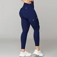 thumbnail image 1 of Sakmal Cargo Womens Leggings High Waisted Scrunch Butt Buttery Soft Blue Yoga Pants Gym Long Solid Leggings, 1 of 9