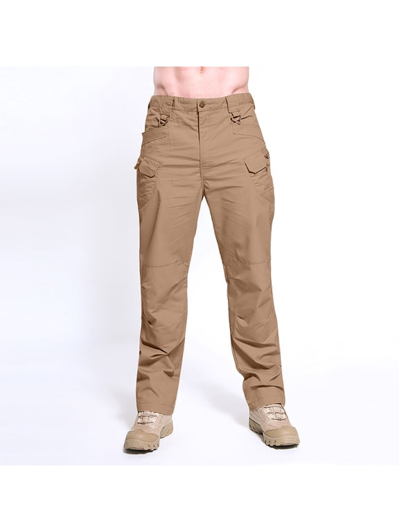 Casual Pants for Men Cropped Carpenter Brown Camo Outdoor Workout Hiking Mens Trousers