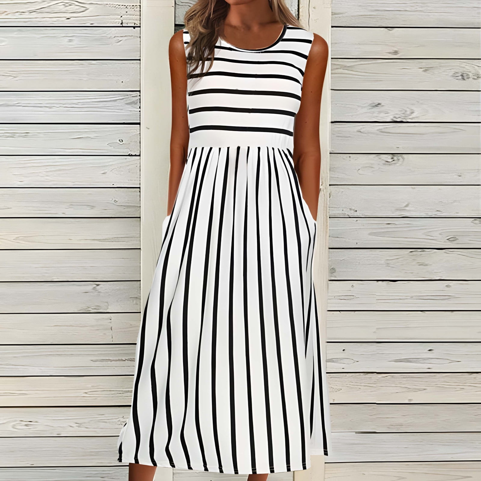 Sakmal Casual Summer Dresses White Long A Line Dress Sleeveless Tank — free download