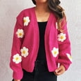 thumbnail image 1 of Sakmal Casual Womens Cardigan Sweaters Knit Open Front Cardigan Floral Pink Long Sleeve Sweater, 1 of 5