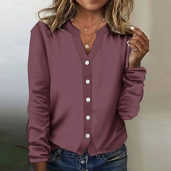 Sakmal Casual Womens Coats Long Sleeve Sleeve Red Comfy Solid Button Down Ladies Jackets