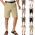 thumbnail image 1 of Sakmal Chino Mens Shorts Cotton Khaki Casual 7 Inch Beach Solid Green Mens Shorts 3XL, 1 of 5
