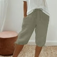 thumbnail image 1 of Sakmal Chino Shorts Womens Bermuda Cotton and Linen Knee Length Green High Waisted 12" Shorts with Pockets, 1 of 7