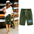 thumbnail image 1 of Sakmal Chino Shorts Womens Knee Length Bermuda Green Dressy Casual Drawstring Mid Rise 8" Shorts with Pockets, 1 of 5