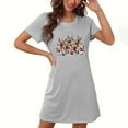 thumbnail image 1 of Sakmal Christmas Moomoo Dresses for Women Loose Gray Ultra-Soft Cozy Pajama Dress Snowmen Print Short Sleeve Short Crew Neck Nightgowns S-2XL, 1 of 4