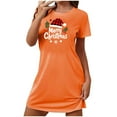 thumbnail image 1 of Sakmal Christmas Moomoo Nightgowns Women Loose Ultra-Soft Orange Stretchy Mumu Dress Crew Neck Short Sleeve Short Merry Christma Print Nightgowns S-2XL, 1 of 4