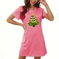 thumbnail image 1 of Sakmal Christmas Moomoo Nightgowns Women Pink Cute Loose Cloud-Like Moomoo Dress Crew Neck Short Short Sleeve Christmas Trees Print Nightgowns S-2XL, 1 of 5