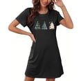 thumbnail image 1 of Sakmal Christmas Moomoos for Women Sleep Lightweight Comfy Plus Size Black Nightwear Christmas Trees Print Short Crew Neck Short Sleeve Nightgowns S-2XL, 1 of 5