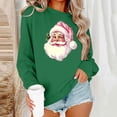 thumbnail image 1 of Sakmal Christmas Sweatshirts for Women Crew Neck Oversized Green Tops Santa Claus Winter Sweatshirt for Women, 1 of 6