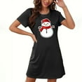 thumbnail image 1 of Sakmal Christmas Womens Nightgown Black Breathable Ultra-Soft Oversized Loungewear Short Short Sleeve Snowmen Print Crew Neck Nightgowns S-2XL, 1 of 5