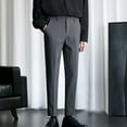 thumbnail image 1 of Sakmal Pants for Men Gray Dress Ankle Flat-Front Formal Solid Business Classic-Fit Fashion Trousers for Mens, 1 of 9