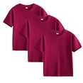 thumbnail image 1 of Sakmal Clothes For Children Pink 3pc 3-14y Solid Short Sleeve Crew Neck Cotton Tops For Kids Boys And Girls 3-8, 1 of 6