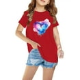 thumbnail image 1 of Sakmal Clothes For Children Red Cotton Floral Short Sleeve 3-7y Crew Neck Daily Life Tee For Children, 1 of 5