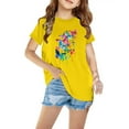 thumbnail image 1 of Sakmal Clothes For Children Yellow Cotton 3-7y Floral Crew Neck Short Sleeve Daily Life Childrens Tops On Sale, 1 of 5
