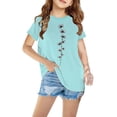 thumbnail image 1 of Sakmal Clothes For Kid Baby Boy Girl Cotton Blue Floral 3-7y Crew Neck Short Sleeve Daily Life Childrens Tops On Sale, 1 of 5